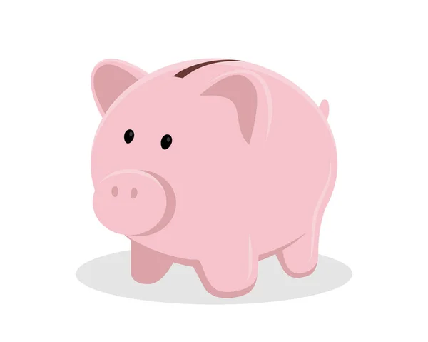 Porco Piggy Banco Vetor Ilustração Isolado Fundo Branco Design Plano — Vetor de Stock