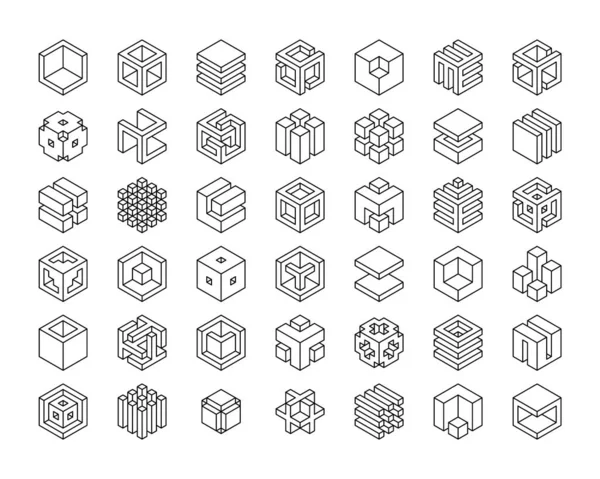 Set Cubes Vector Icon Cube Logo Template — Stock Vector