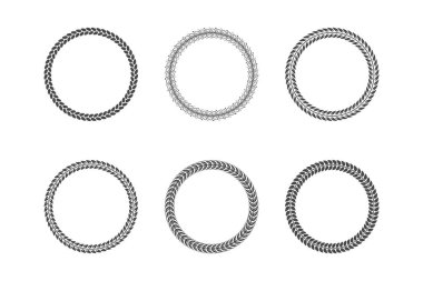 Yeşil yapraklı defne dallarından yuvarlak siyah beyaz çerçeveler. Vektör illüstrasyonu.