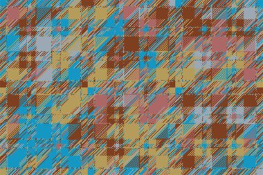 Modern arıza geçmişi. Renkli geometrik soyut model vektörü. Hasar çizgileri duvar kağıdını etkiler. Grunge desenli ekose..