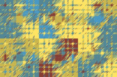 Modern arıza geçmişi. Renkli geometrik soyut model vektörü. Hasar çizgileri duvar kağıdını etkiler. Grunge desenli ekose..