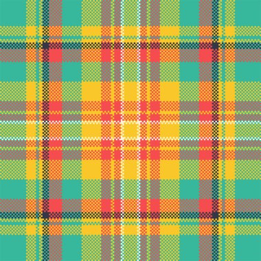 Piksel arkaplan vektör tasarımı. Modern, pürüzsüz desenli ekose. Kare kumaş. Tartan İskoç tekstili. Güzellik rengi süsleri..