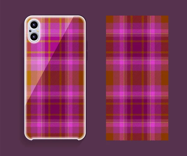 Smartphone Cover Design Vector Mockup Template Geometric Pattern Mobile Phone — Stock Vector