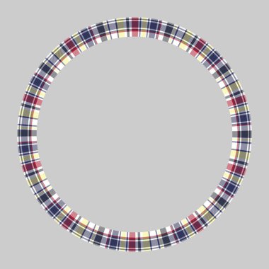 Yuvarlak kare vektör vintage model tasarım şablonu. Çember kenar ekose kumaş dokusu dizayn eder. Kolaj sanatı, gif kartı ve el işi için İskoç tartan arka planı.