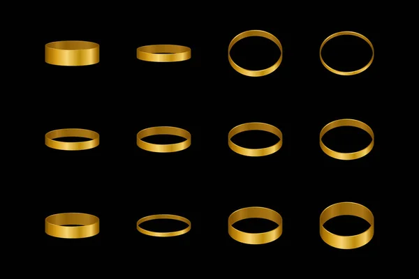 Gold Rings Pair Lovers Design Element Engagement Wedding Vector Illustration — Stock Vector
