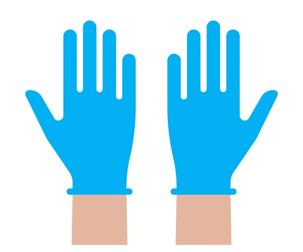 Ręce Zakładają Medyczną Ikonę Rękawic Lateksowych Symbol Ochrony Przed Wirusami — Wektor stockowy