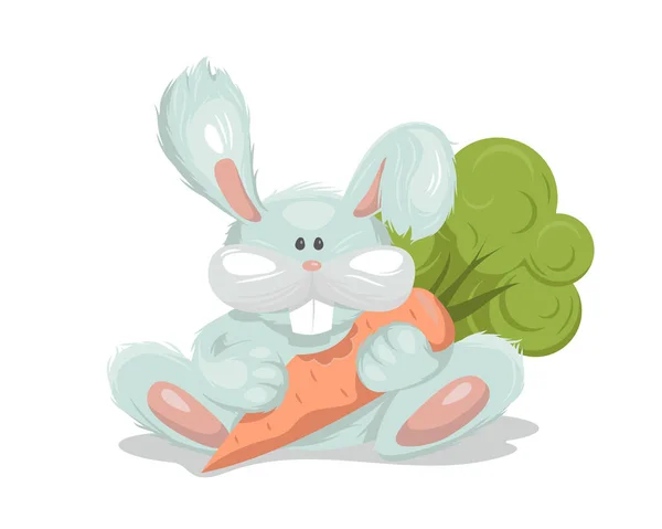 Bunny Toy Children Carrots Vector Illustration Template Greeting Card Print — Stock Vector