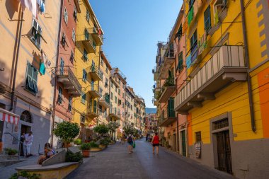 Riomaggiore city street view during summer time