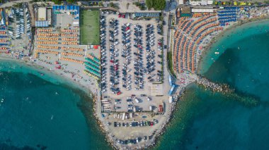 Monterosso al Mare 'nin yukarıdan görünüşü, Cinque Terre, İtalya