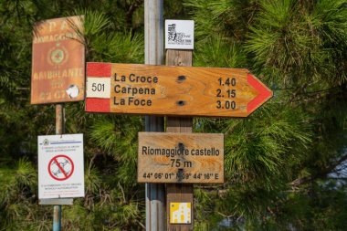 Riomaggiore, Cinque Terre, İtalya 'da yol tabelası