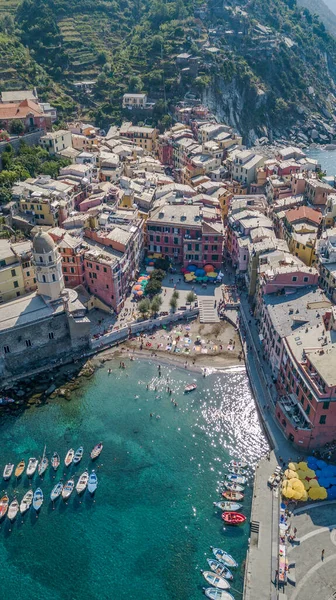 Αεροφωτογραφία από το λιμάνι της Βερνάζας στο Cinque Terre, Ιταλία — Φωτογραφία Αρχείου