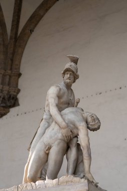 Florence, İtalya - 25 Ağustos 2018: Piazza della Signoria 'da heykel