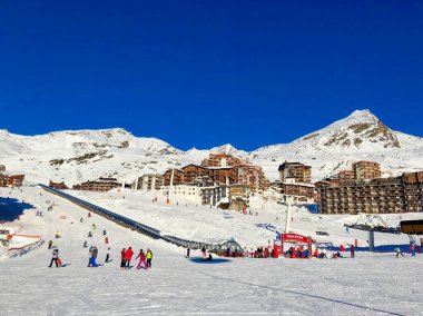 Val Thorens, France - December 24: Famous Val Thorens ski station on Christmas Eve clipart