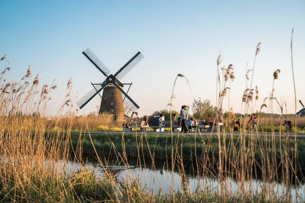 Famous wind mills at Kinderdijk, near Rotterdam in Netherland — Stock Photo, Image