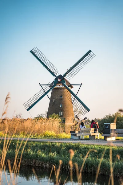 Famosi mulini a vento a Kinderdijk, vicino Rotterdam in Olanda — Foto Stock