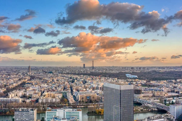 Камера Повітряного Дрона Levallois Paris Вежею Eiffel Сіном Louis Vitton — стокове фото
