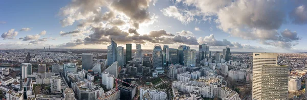 Paris France Décembre 2019 Drone Panoramique Aérien Skycraper Défense Avec — Photo