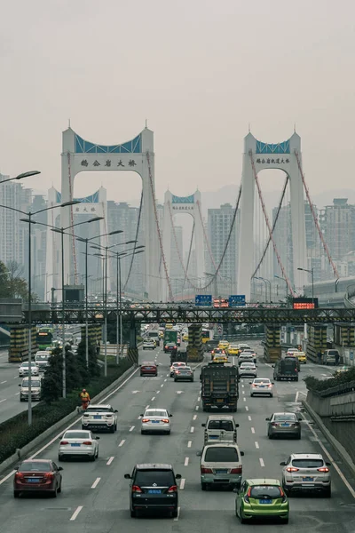 2019 Circulation Direction Pont Gong Yan Dessus Fleuve Yangtze — Photo