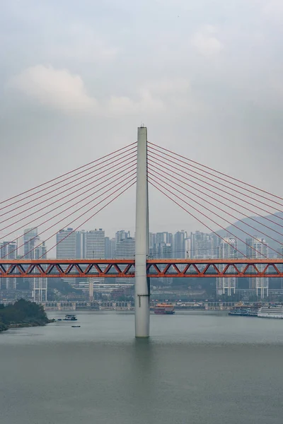 Chongqing China Dezember 2019 Qian Men Hängebrücke Über Dem Jialing — Stockfoto