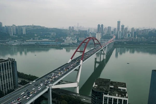 Chongqing Chine Décembre 2019 Vue Aérienne Circulation Routière Avant Aube — Photo
