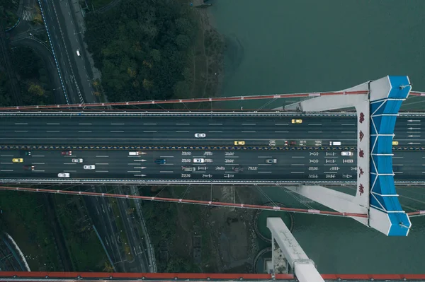 Chongqing Kina Dec 2019 Flygdrönarskott Överflygningsmotorväg Till Gongyan Bridge Chongqing — Stockfoto