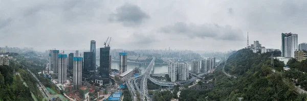 Zdjęcie Drona Mostu Caiyuanba Nad Rzeką Jialing Chongqing Chiny — Zdjęcie stockowe