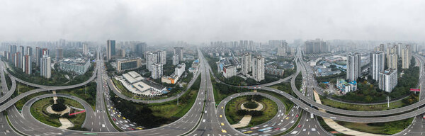 Снимок беспилотника с воздуха из жилых домов на реке Янцзы в Чунцине, юго-западный Китай