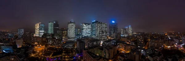 Vue Aérienne Nuit Drone Tour Thales Dxc Technology Dans Quartier — Photo