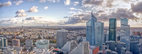 Paris France Décembre 2019 Drone Panoramique Aérien Skycraper Défense Avec — Photo