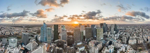 Luchtfoto Panoramische Drone Van Defense Skycraper Met Park Diderot Parijs — Stockfoto