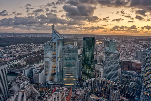 Повітряний Безпілотний Літальний Апарат Defense Skycraper Cbd Coomplex Дидеро Парижі — стокове фото