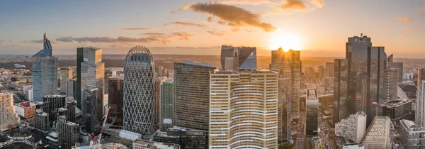 Pano Drone Aérien Complexe Gratte Ciel Défense Pendant Les Heures — Photo