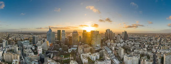 Aeronave Pano Drone Tiro Defense Arranha Céu Vista Complexa Courbevoie — Fotografia de Stock