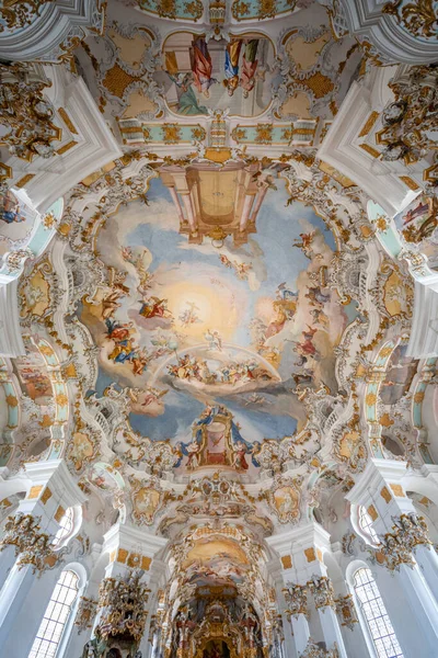 Cupola Stile Rococò Soffitto Fresquo Con Tromp Oeil Pellegrinaggio Chiesa — Foto Stock