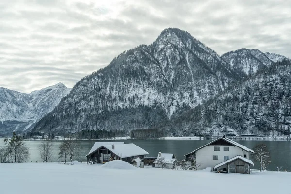 Dřevěný Srub Jezera Hallstatter Hallstattu Rakousku — Stock fotografie