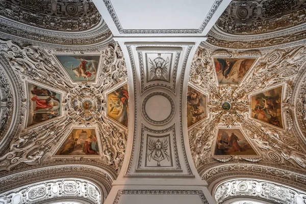 Upward View Marble Arch Nave Aisle Exquisite Ornamentation Salzburg Cathedral — Stock Photo, Image