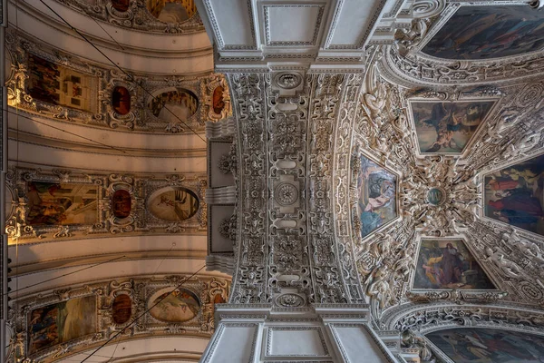 Upward View Marble Arch Nave Aisle Exquisite Ornamentation Salzburg Cathedral — Stock Photo, Image