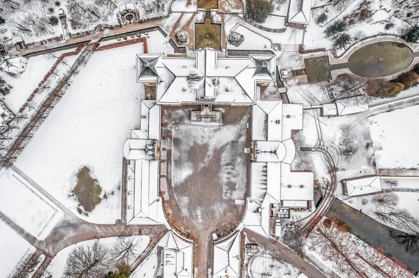 Повітряний Вид Schloss Hellbrunn Покритий Снігом Поблизу Зальцбургу Взимку — стокове фото