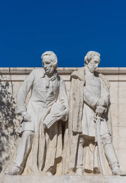 Boedapest Hongarije Februari 2020 Standbeeld Van Hongaarse Minister Eotvos Szechenyi — Stockfoto