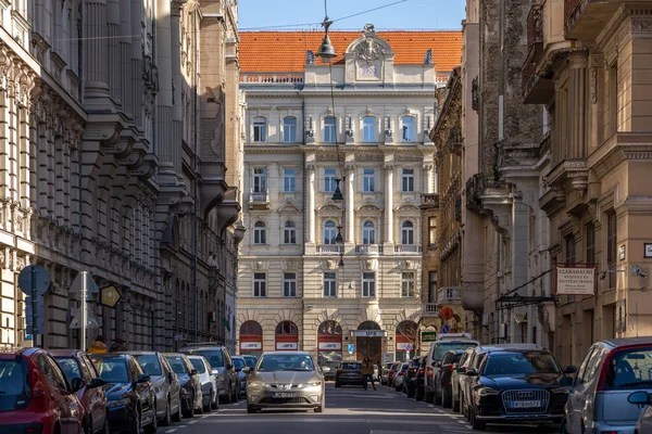 Budapest Hongrie Février 2020 Vue Sur Les Rues Dfb Bank — Photo