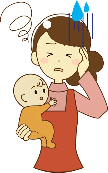Bebek ve anne çizimi — Stok Vektör