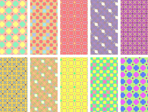 Reihe farbenfroher, nahtloser Muster — Stockvektor