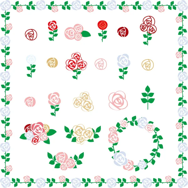 Simple rose illustration icon set — Stok Vektör