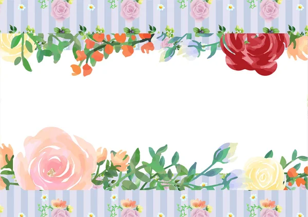 エレガントな花の背景を持つ手描きの水彩フレーム — ストックベクタ
