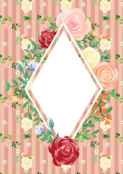 Hand-painted watercolor frame with elegant floral background — 스톡 벡터