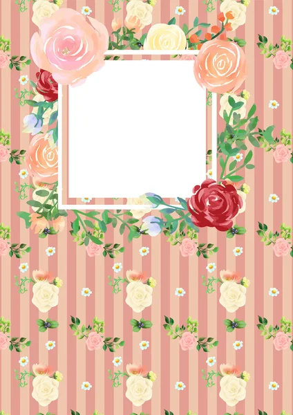 Hand-painted watercolor frame with elegant floral background — Stock Vector