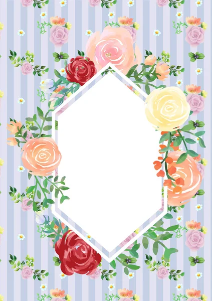 Hand-painted watercolor frame with elegant floral background — Stock Vector