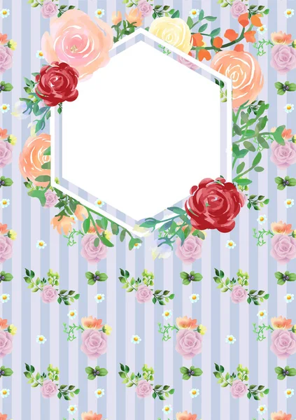 Hand-painted watercolor frame with elegant floral background — Stock Vector