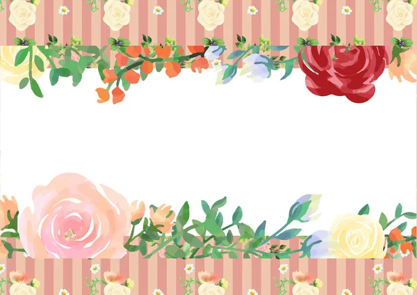 Handbemalter Aquarellrahmen mit elegantem floralen Hintergrund — Stockvektor