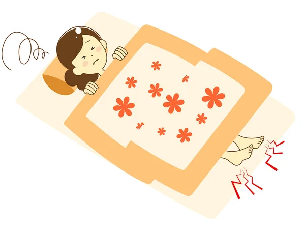 一个女人睡在一个蒲团上的例子 — 图库矢量图片